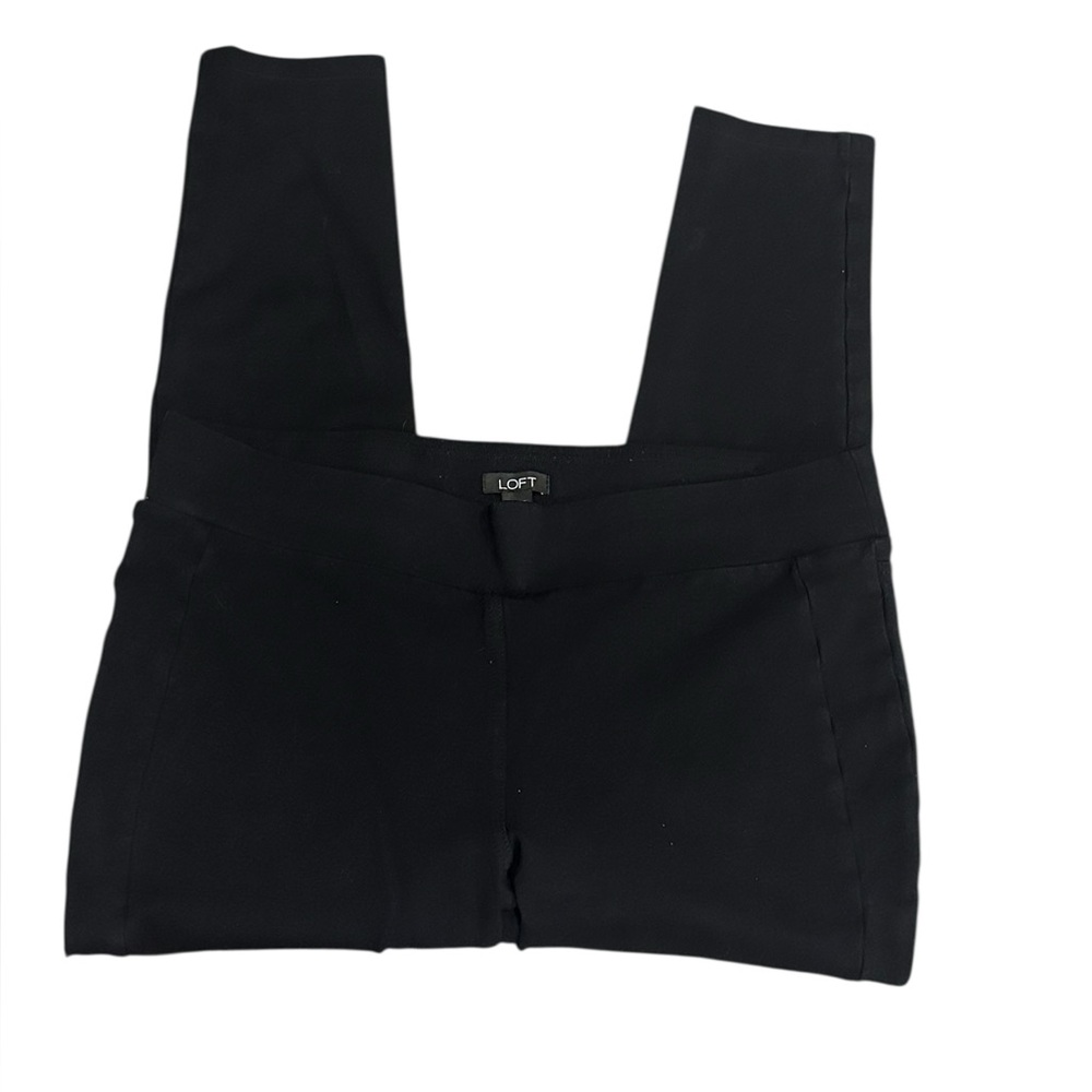 Loft Black Ponte Stretch Pull On Straight Ankle Pants - Size Large - Picture 8 of 15